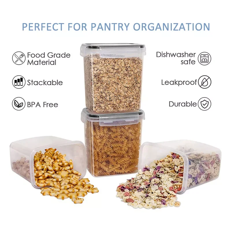 2022 Hot Sale Transparent Plastic BPA Free 100% Airtight Kitchen Food Storage Container Set with Lids