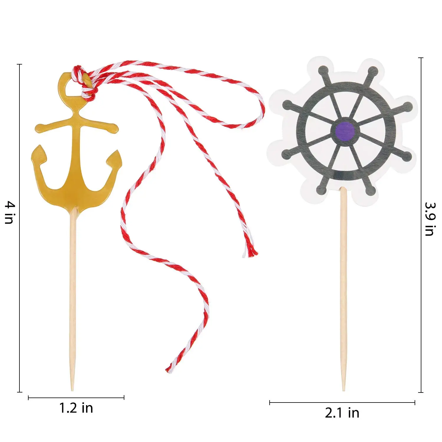 Nautical Cupcake Toppers Ocean Theme Toothpicks Birthday Cake Picks Decorations for Navy Baby Shower Party Favors Supplies