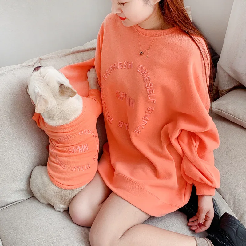 Fashion Pet Human Apparel Sweater Cute puppy long sleeve T-Shirt Spring/Autumn Matching Dog And Human Clothes