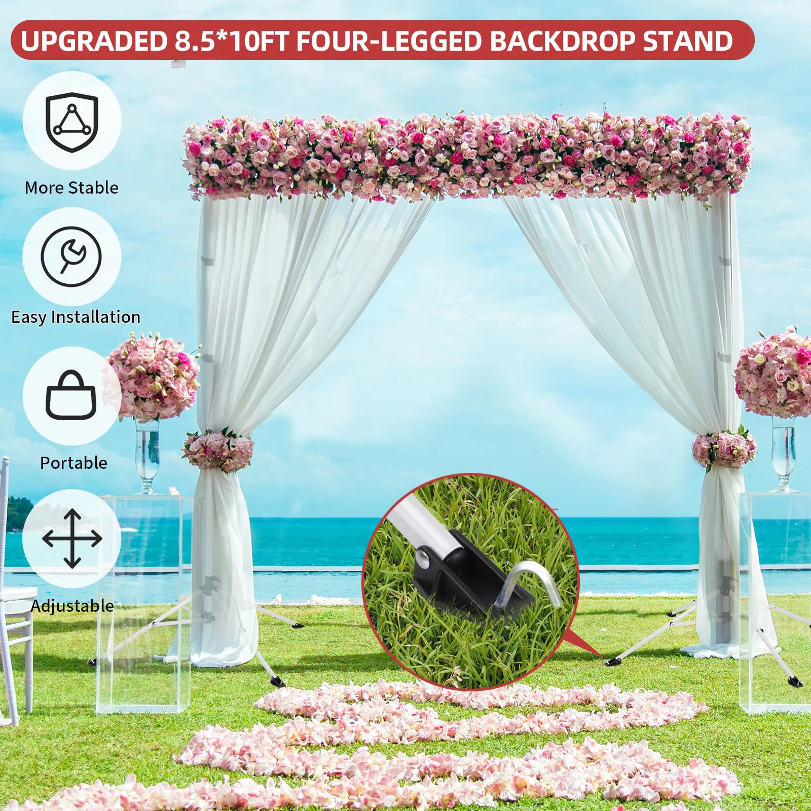 Wedding Birthday Parties Decoration Backdrop Photography Metal Portable Stand Tropod Curtain Balloon Flower s Decor Arch Bracket