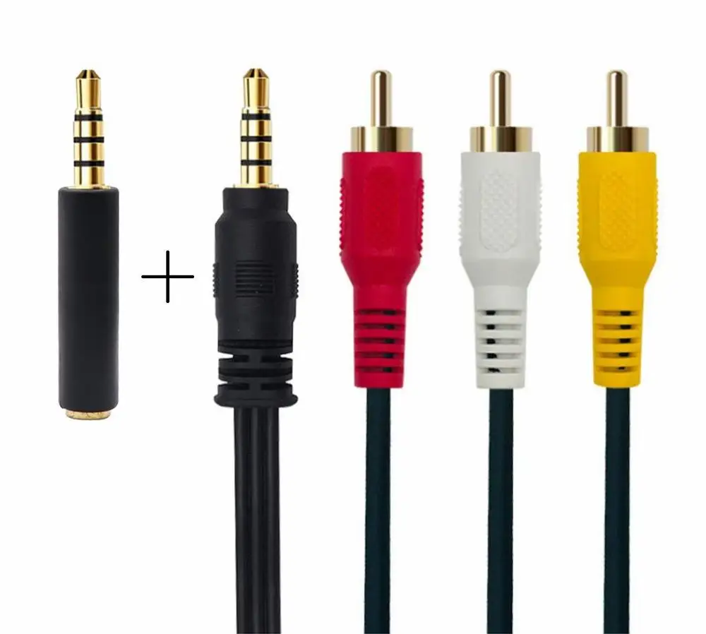 3.5mm digital camera cable 3.5 Male to 3RCA Male Audio Video Jack Connectors for DVD Player