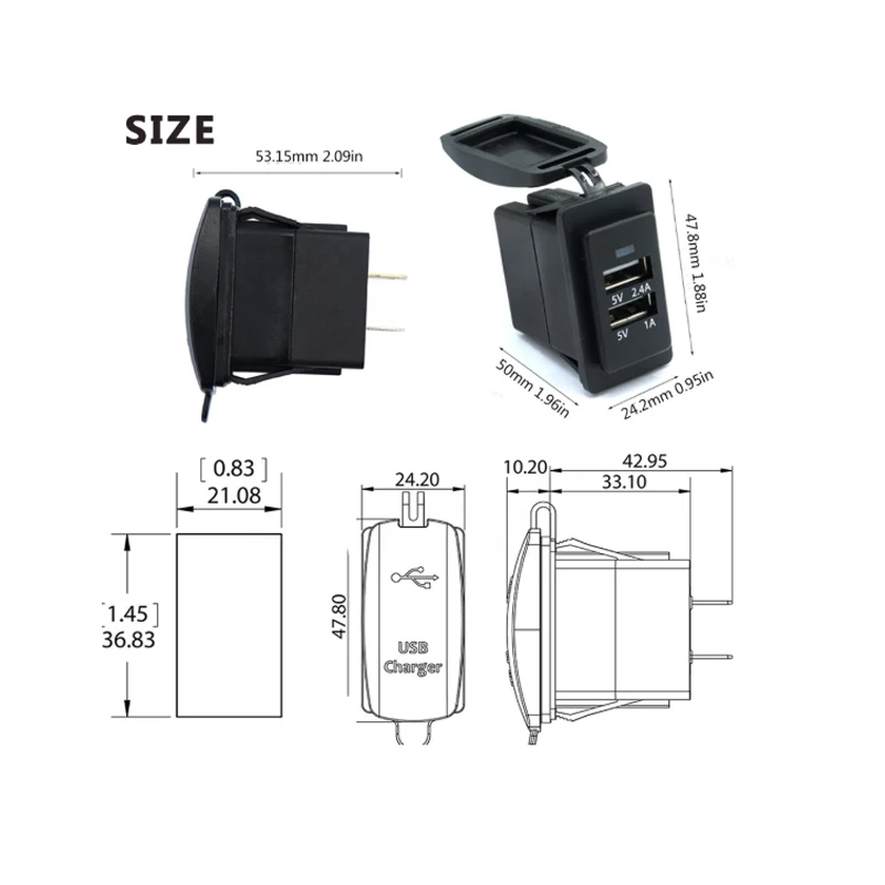 Amomd CE хит продаж Цена по прейскуранту завода 12-24V быстрое устройство работающее от прикуривателя с 2 портами USB Автомобильное зарядное устройство для мобильного телефона для автомобиля, для мотоцикла, корабль с светодио дный