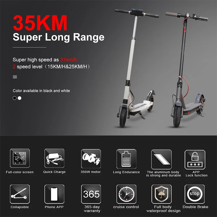 AOVOPRO China Factory OEM 7.8AH 10.5AH Battery Escooter 2 Wheel Adult 350W Foldable M365 pro Aovopro Es80