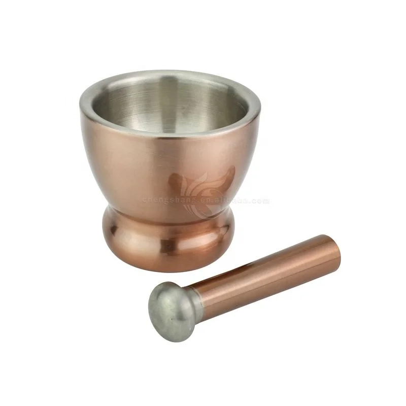 Copper New Fashionable Two Different Size Insulated Stainless Steel Mortar with Pestle