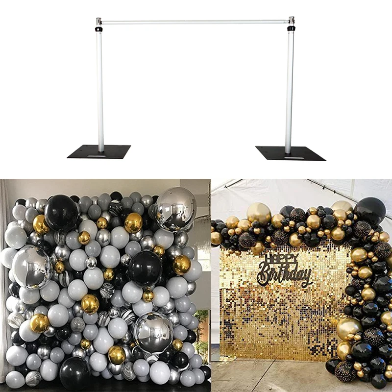 Flower wall balloon wall backdrop pipe and drape velvet banjo chiffon material