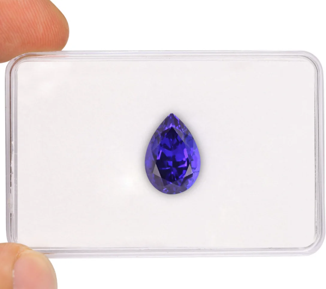 
7.40 caratRoyal Blue Tanzanite Pear Shape Loose Tanzanite With Certificate Mix Step Cut By Real Gems FREE SHIP Semi Precious Gem 