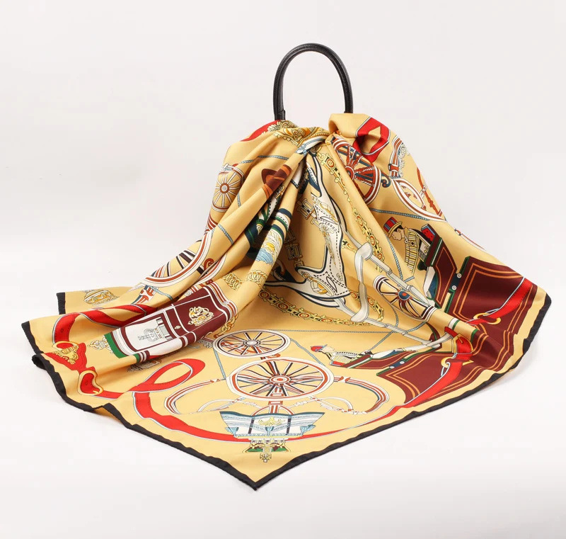 Wholesale Low Price Imitated Silk Scarves Custom 85*85cm Polyester Double Sided Printed Women Hijab Square Head Satin Scarves