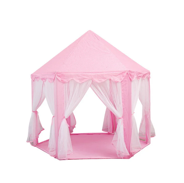Children Outdoor Play House Hexagonal Princess Pink Castle Indoor Toy Kids Play Tent