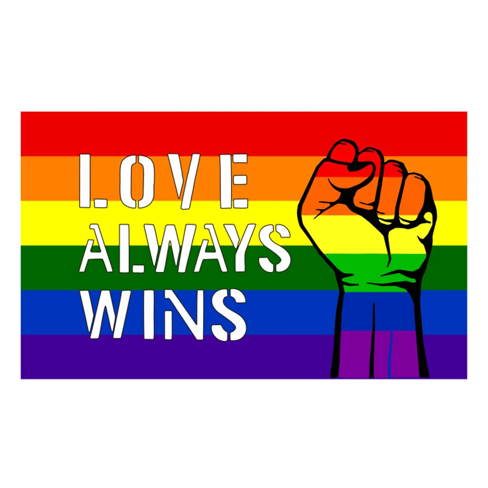 Gay Pride Flag 3X5 Ft Rainbow Flag Love Always Wins LGBT House Flags Outdoor Home Yard Banner with Brass Grommets
