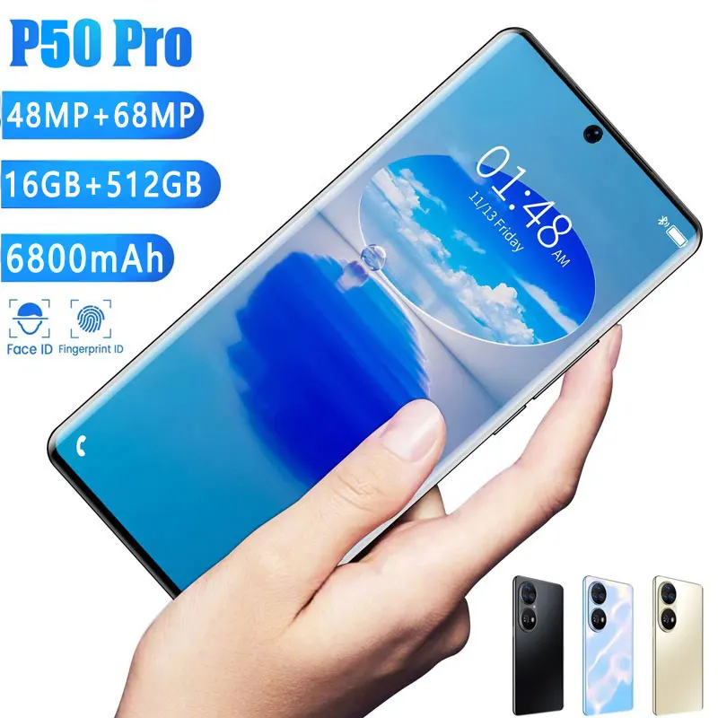 Hot Selling P50 Pro Unlocked Version 48MP+68MP 10 Core Dual SIM Ram16GB+ROM 512GB Phone 7.6 Inch Android 11.0 Phone Smartphone