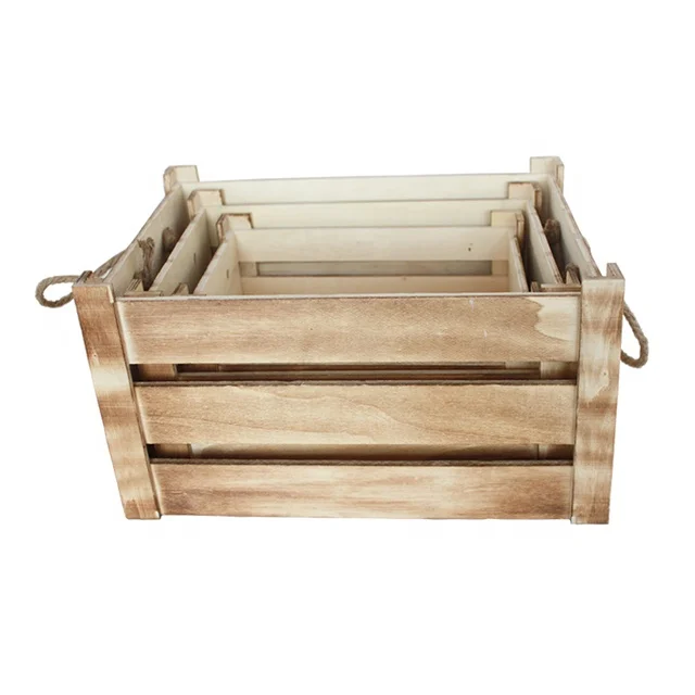
handmade wooden Product storage bins rectangle basket with lid Vintage customized toy vegetable fruit shipping package crate box 
