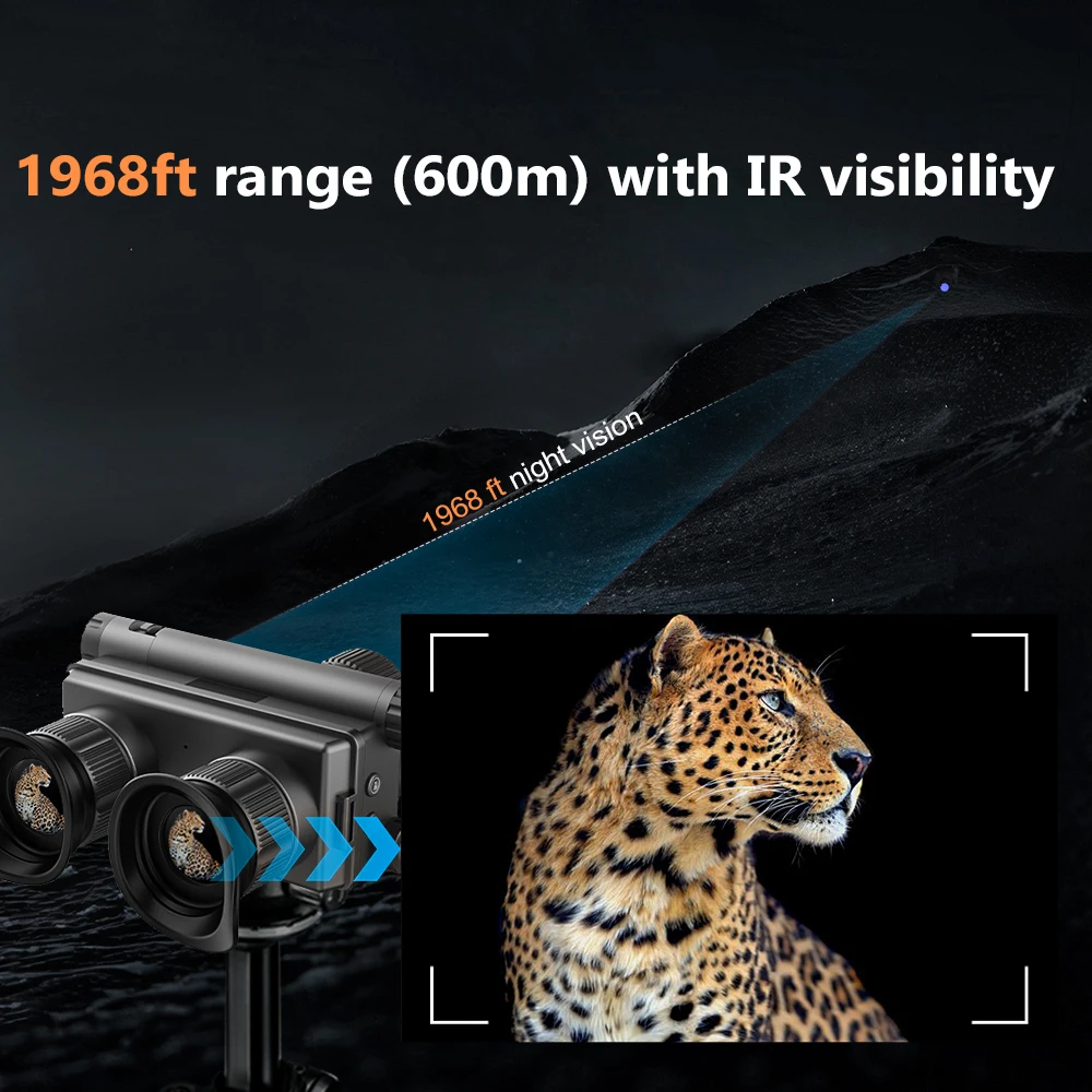 Z9157 головные очки ночного видения с тактическим светом 4K Круглый экран бинокль для взрослых 32 ГБ TF карта