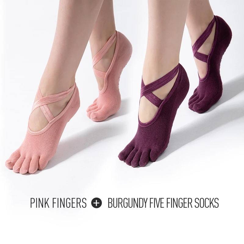 Оптовая продажа женские хлопковые нескользящие носки для йоги спортзала танцев занятий спортом массажа фитнеса