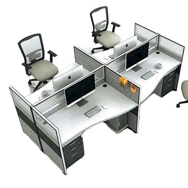 Wholesale Factory Sale Luxury Office Workstation Wire Hidden 4-People Capacity Aluminium Frame Call Center Partition Boss CEO