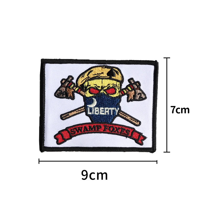 Customized design cheap embroidery patch label embroidery badge with hook and loop for clothing
