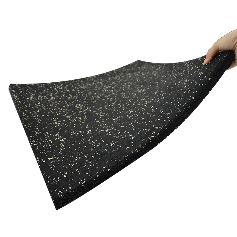 Black with white different thickness fitness tiles rubber flooring mats