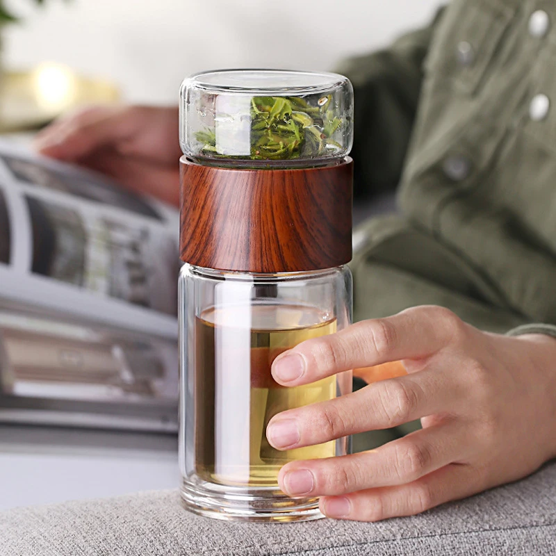 Portable 300ML  Double-layer Glass Tea Maker Water Bottle With Infuser Loose Leaf Tea  Tumbler Bottle