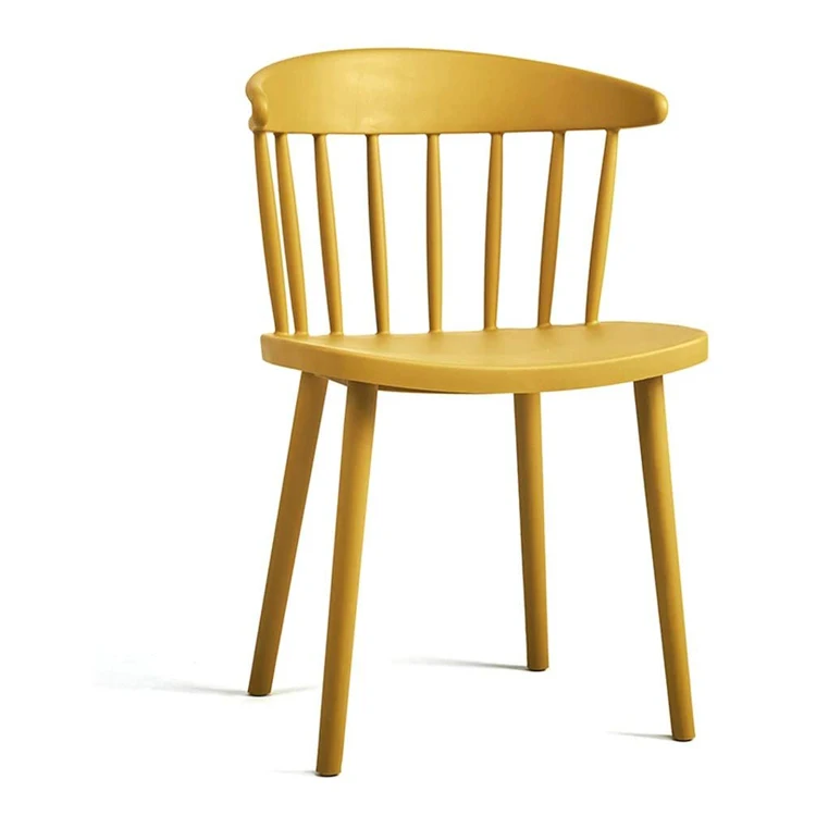 Stylish KD full pp yellow plastic armrest dining restaurant chair