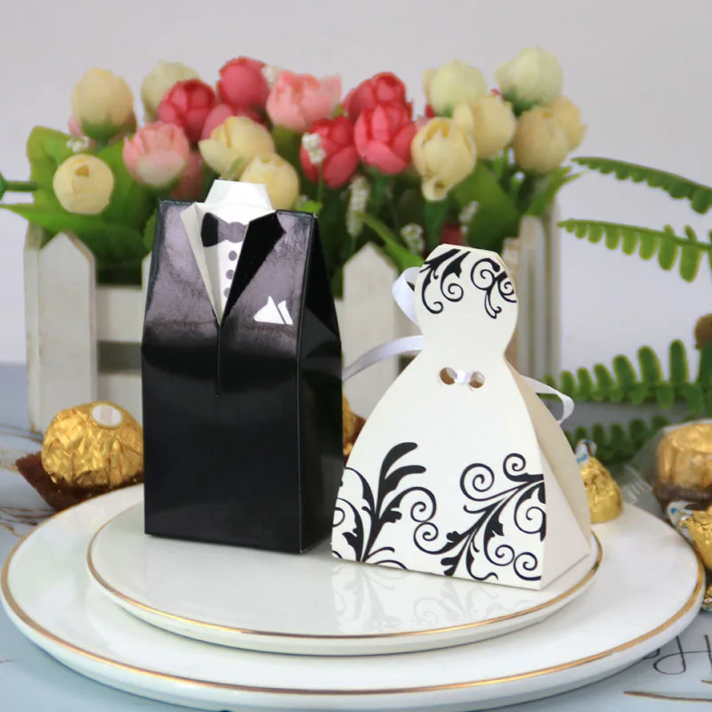 New European wedding candy box Western-style wedding candy box groom bride suit wedding dress sugar box
