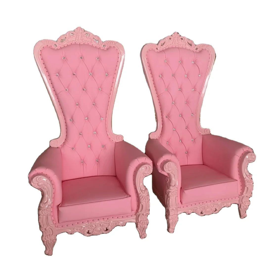Pink Luxury upholstery Royal Groom and Bride King Throne Chair