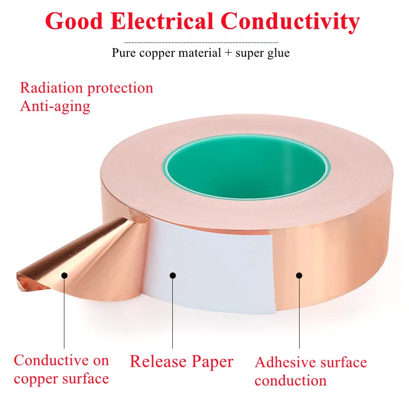 High Temperature Resistance Single Conductive Adhesive Shielding Tape Copper Foil Industrial Tape for Stained Glass