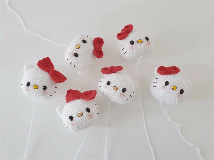 Cuddly Mini Stuffed Amigurumi Doll Handmade Crochet Kitty Cat Crochet Plush Toys Small Plush Stuffed Kitty Cats for Kids Gift