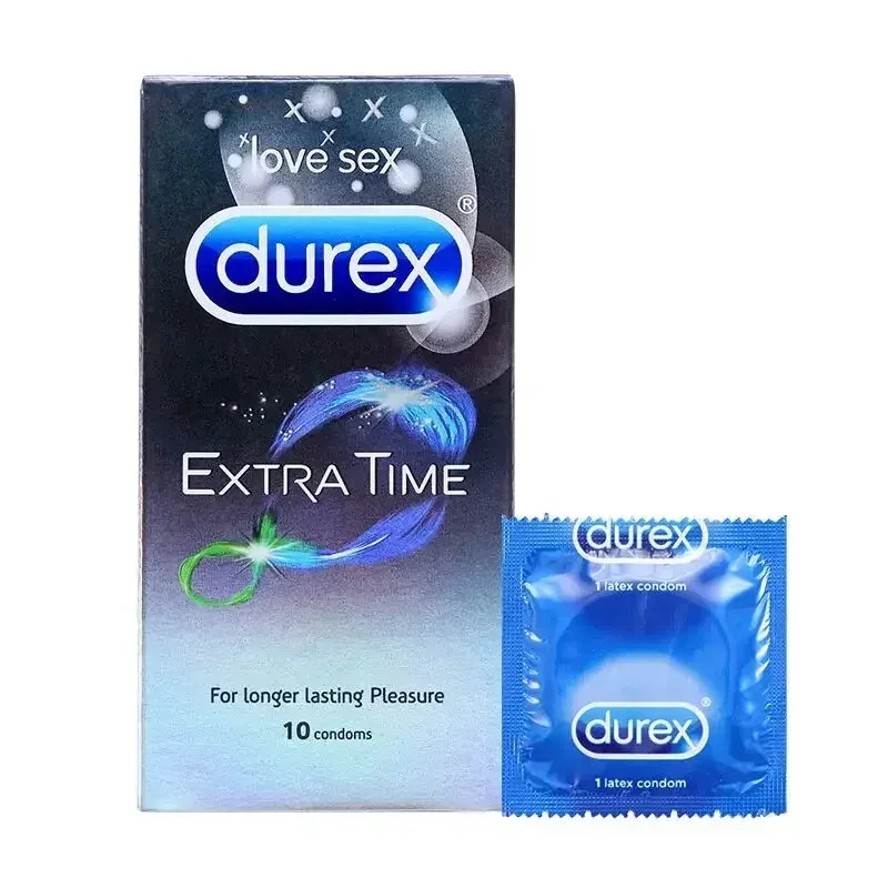 Durex Condom,Natural Latex Condoms Extra time for Extended Pleasure,Extra Thin Transparent Natural Rubber Condoms for Men