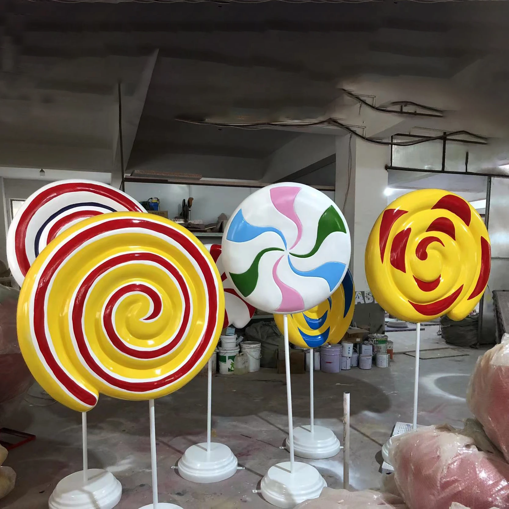 candyland party decorations giant resin fiberglass fake foam candy lollipop display props sculpture statue for sale