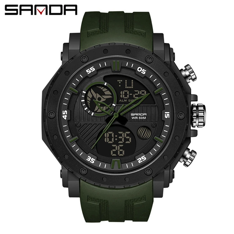 SANDA 6012 2021 New Mens Watches Top Brand fashion fashion Quartz Watch 5ATM Waterproof Sport Chronograph Clock