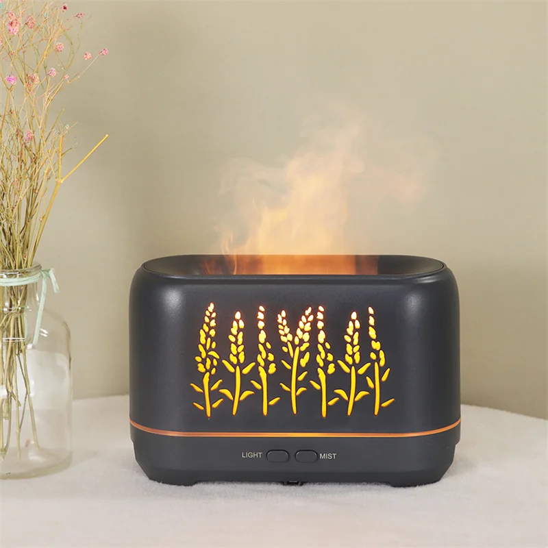 2022 simulation 3d flame air humidifier diffuseur 200ml flame aroma diffuser humidifier