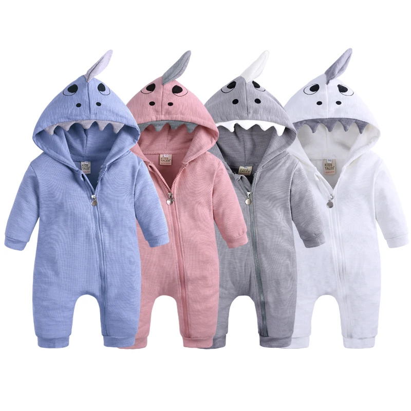 Toddlers cotton jumpsuit newborn long sleeves hooded playsuit clothes zipper cute rompers baby romper