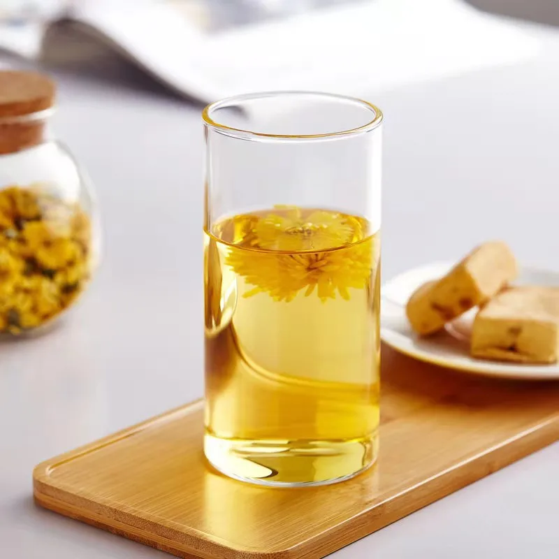 high borosilicate glass cup heat resistant straight cylinder water tea drinking cup