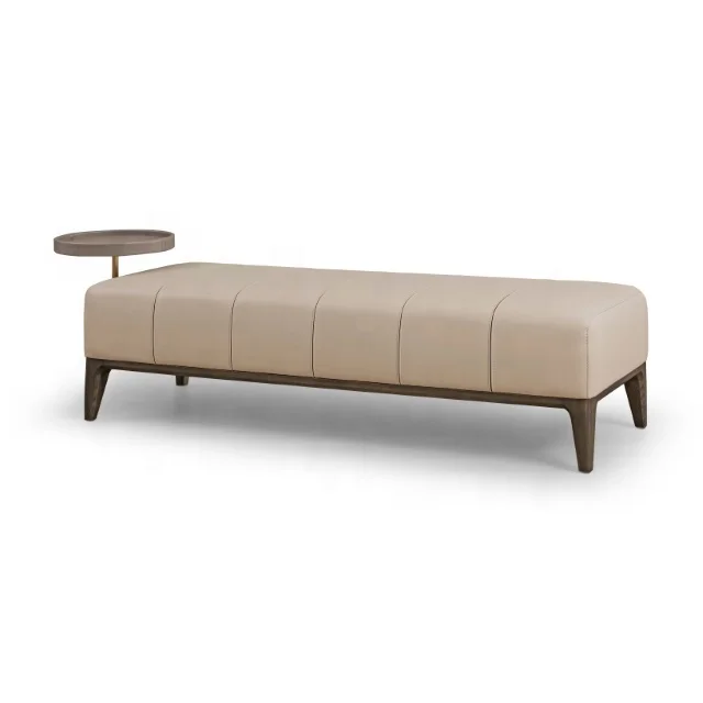 Simple Design Modern Solid Wood Leather Bed End Stool Bedroom Luxury Bed Sofa Rectangular Cloakroom Shoe Stool