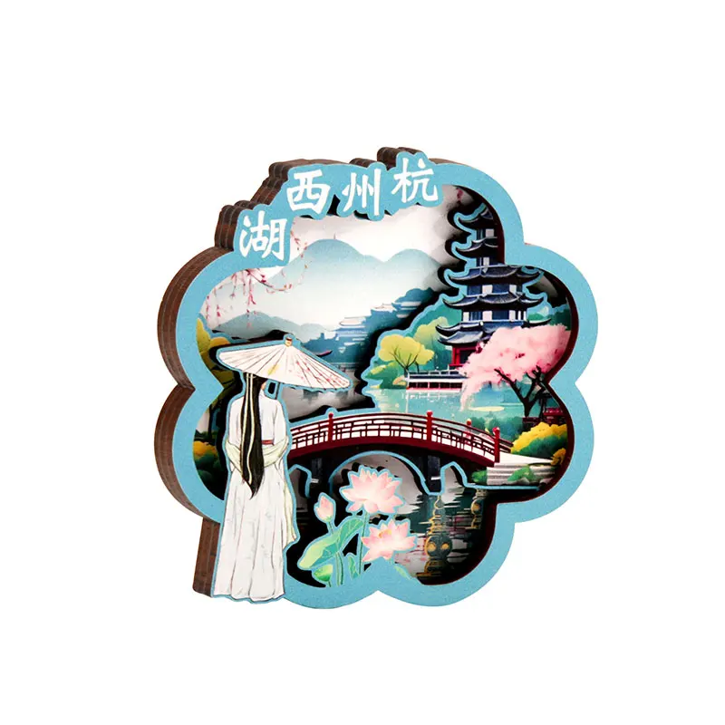 HOT Selling Custom Different Countries Souvenir Wood Magnets for Fridge 3D Wooden Fridge Magnet Gifts