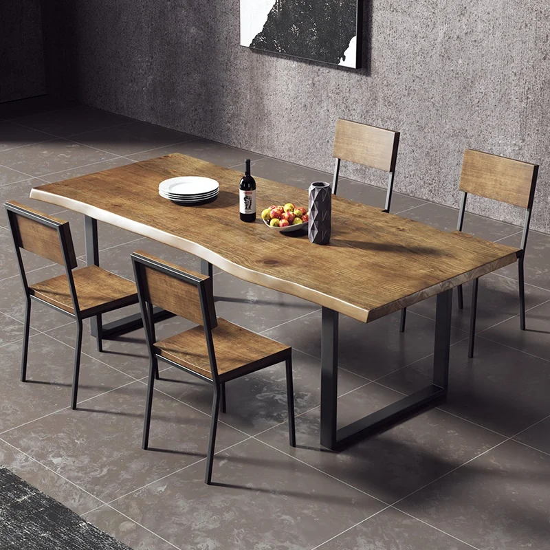 2021 new arrive home furniture retro square table american industrial style restaurant table luxurious solid wood dining table