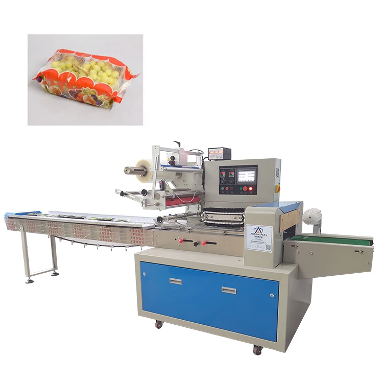 The high capacity Automatic Bread cake pillow roll cutting packing machine bread cake horizontal wrapping machine