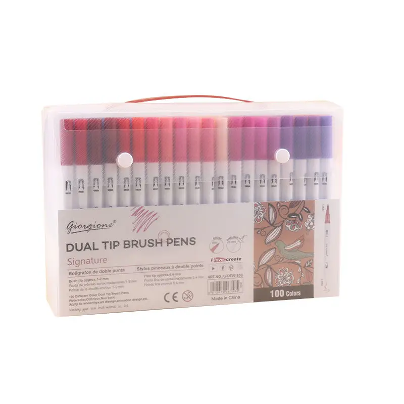 Giorgione Dual Tips Marker Brush Watercolor Fineliner Pens Set Of 100 Colors