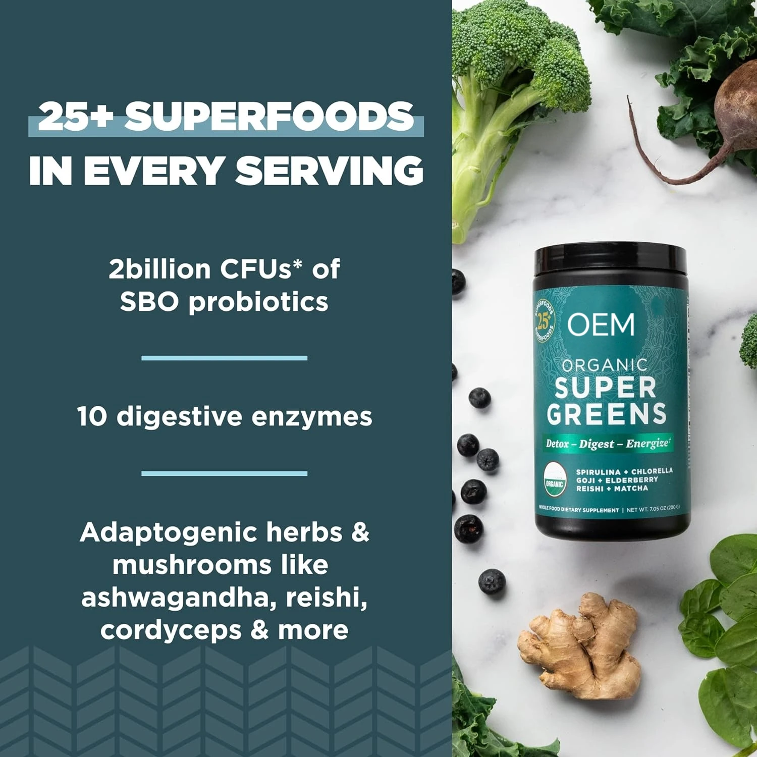 OEM Super Green Powder Spirulina Mix Powder Organic Superfood with Probiotic Chlorella Matcha Enzymes for indigestion person