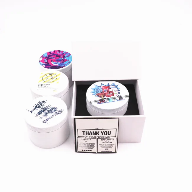 customized high quality 4 layer Smoking Tobacco Grinder ceramic paint and rubber paint metal aluminium alloy herb grinder