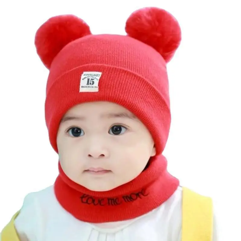 Winter Children Warm Baby Knitted Hats With Pom Pom Kids Knit Beanie Hats Winter For Kids Boys Girls Children Warm Beanie Cap