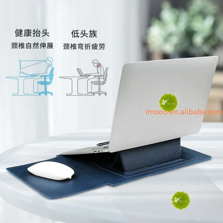 Factory Price 3 in1 Laptop Bag with Stand and Mouse Pad for 11 12 13 14 15 16 inches Leather Notebook Cover Laptop Sleeve Case