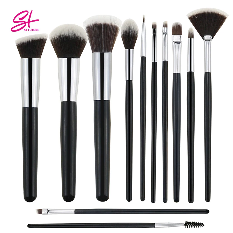 ST FUTURE 12pcs Luxury Vegan MakeUp Tools Custom Logo Privately Label Makeup Brushes Foundation Brush Set