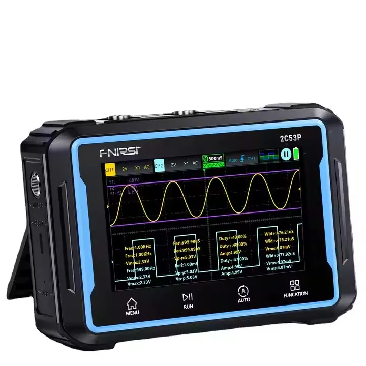 FNIRSI 2C53P 50Mhz 250MSa/s dual-channel 3 in1 flat-panel oscilloscope with multimeter signal generator
