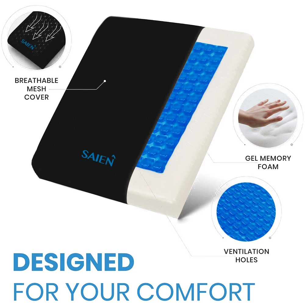 2022 Factory New Square Pads with Cover Gel Memory Foam Seat Cushion for Office Car Wheelchair Seat Cooling Gel Cushion