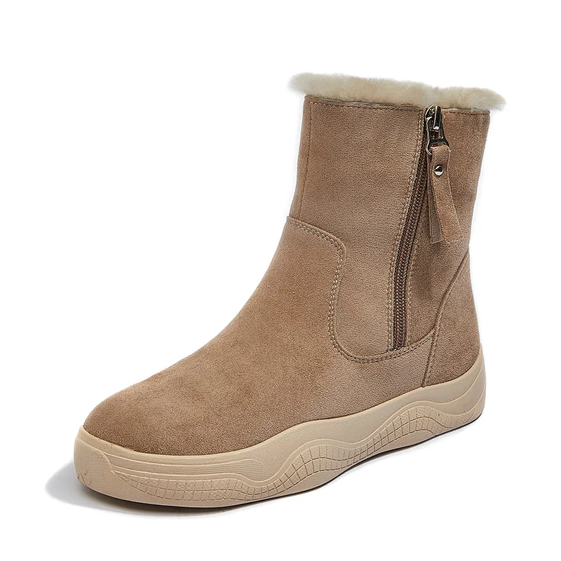  Fashionable Women Snow Boots Customizable Winter Warm Ankle Shoes Faux Sheepskin Upper for