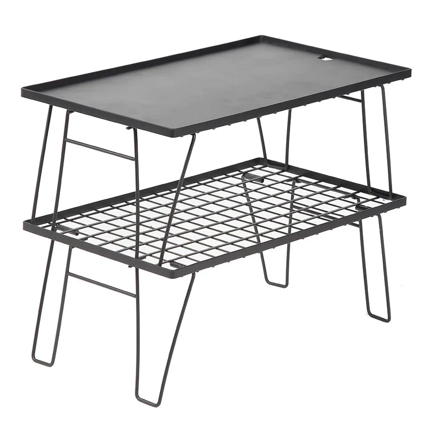 Outdoor furniture camping grid folding table portable barbecue table travel storage rack camping storage table