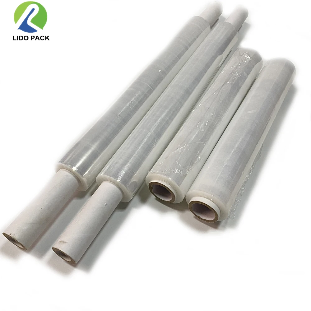 wholesale  Clear Stretch Film 20 inch  1000 Feet 70 Gauge Stretch Wrap with Handle for pallet packing