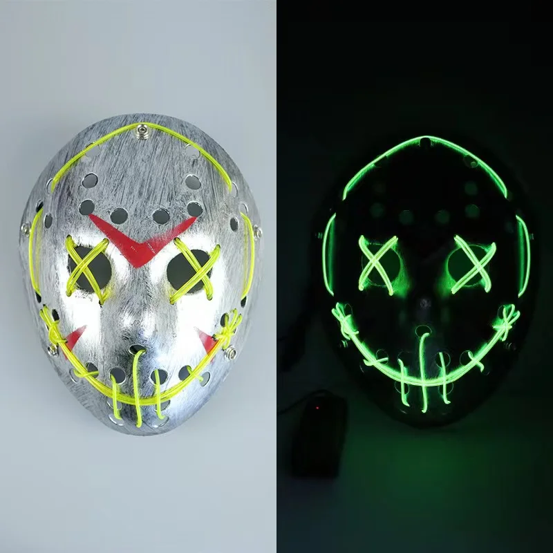 Halloween LED Masks LED Purge Mask LED Light Up Mask EL for Cosplay Carnival Parties Grimace Festival Powered Battery