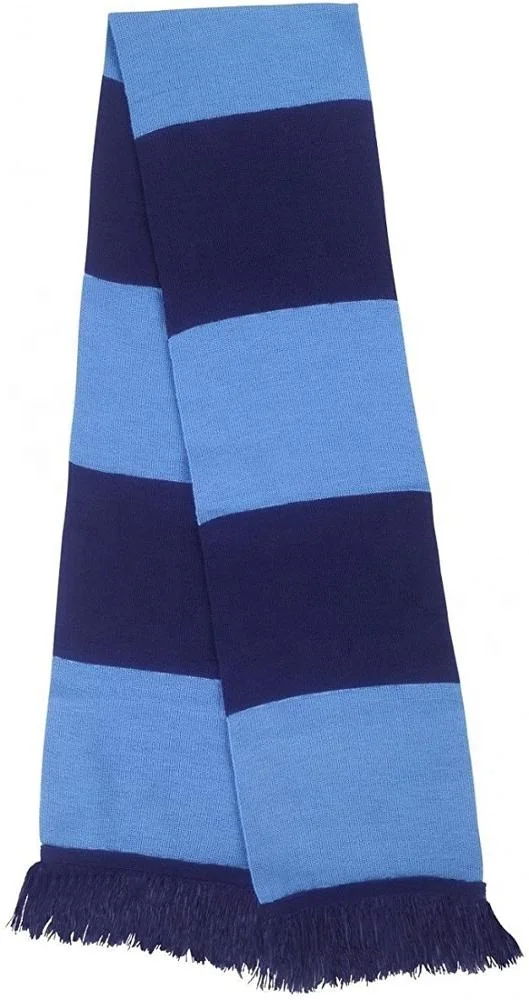 100% Acrylic Knit Rugby Striped Team Color Scarf