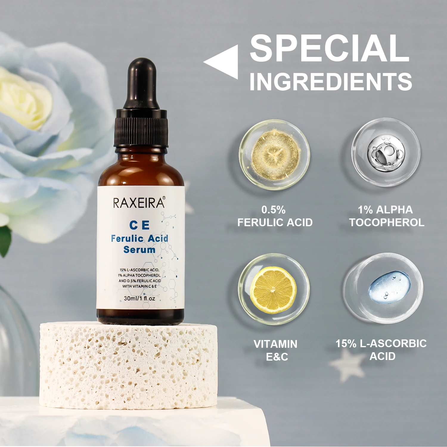 Wholesale Ferulic Acid Vitamin C Serum For Face Anti Aging Serum Reduce Fine Lines Whitening Nourish Ferulic Acid Serum